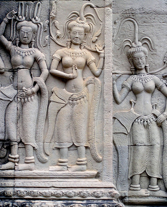 bas relief of Apsara dancers (photo by leonard epstein)